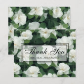 Elegante klassieke groene botanische witte bloemen bedankkaart (Voorkant / Achterkant)