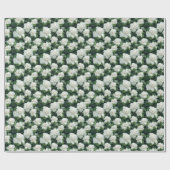 Elegante klassieke groene botanische witte bloemen cadeaupapier (Vlak)