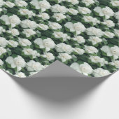 Elegante klassieke groene botanische witte bloemen cadeaupapier (Hoek)