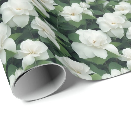 Elegante klassieke groene botanische witte bloemen cadeaupapier (Rol Hoek)