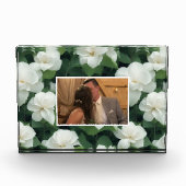 Elegante klassieke groene botanische witte bloemen fotoblokken (Voorkant)