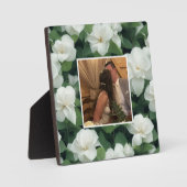 Elegante klassieke groene botanische witte bloemen fotoplaat (Voorkant)