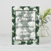 Elegante klassieke groene botanische witte bloemen kaart (Staand voorkant)