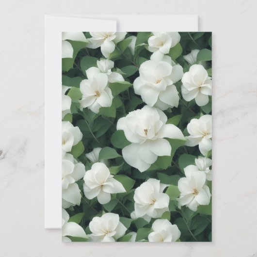 Elegante klassieke groene botanische witte bloemen kaart (Achterkant)