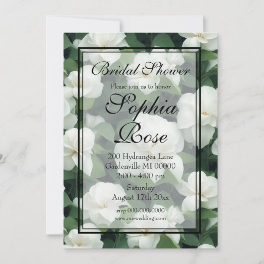 Elegante klassieke groene botanische witte bloemen kaart (Voorkant)