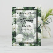 Elegante klassieke groene botanische witte bloemen kaart (Staand voorkant)