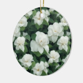 Elegante klassieke groene botanische witte bloemen keramisch ornament (Links)