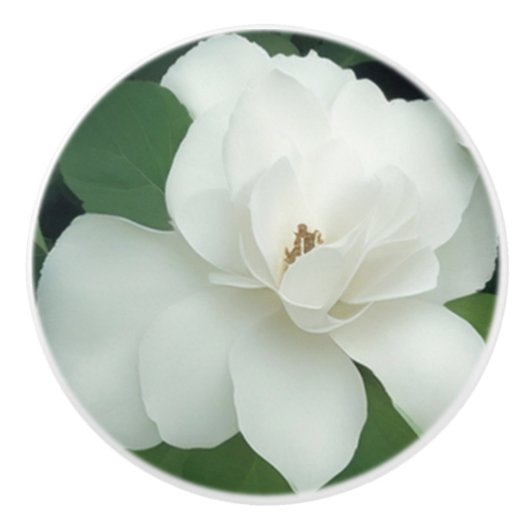Elegante klassieke groene botanische witte bloemen keramische knop (Voorkant)
