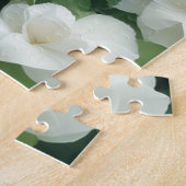 Elegante klassieke groene botanische witte bloemen legpuzzel (Zijkant)