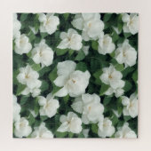 Elegante klassieke groene botanische witte bloemen legpuzzel (Horizontaal)