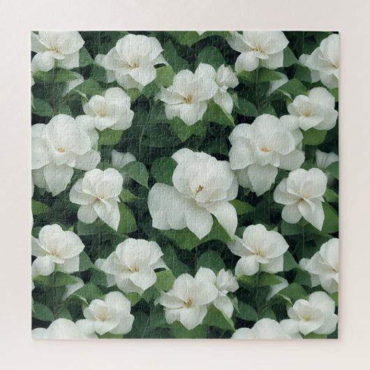 Elegante klassieke groene botanische witte bloemen legpuzzel (Verticaal)