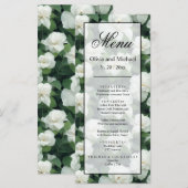 Elegante klassieke groene botanische witte bloemen menu (Voorkant / Achterkant)
