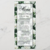 Elegante klassieke groene botanische witte bloemen menu (Voorkant)