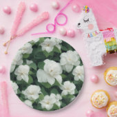 Elegante klassieke groene botanische witte bloemen papieren bordje (Feest)