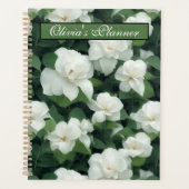 Elegante klassieke groene botanische witte bloemen planner (Voorkant)