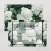 Elegante klassieke groene botanische witte bloemen RSVP kaartje (Voorkant / Achterkant)