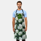 Elegante klassieke groene botanische witte bloemen schort (Gedragen)