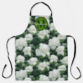 Elegante klassieke groene botanische witte bloemen schort (Voorkant)