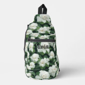 Elegante klassieke groene botanische witte bloemen sling bag (Voorkant)