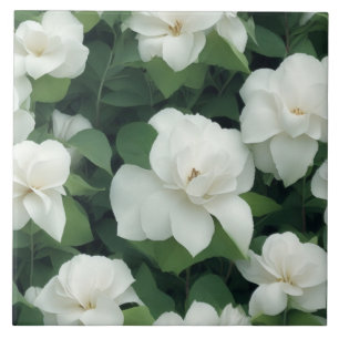 Elegante klassieke groene botanische witte bloemen tegeltje