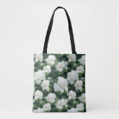 Elegante klassieke groene botanische witte bloemen tote bag (Voorkant)