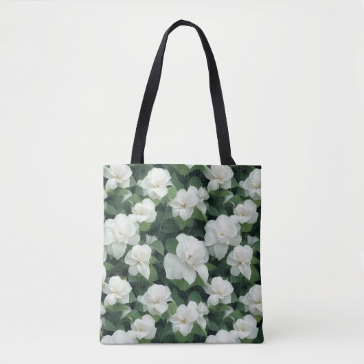 Elegante klassieke groene botanische witte bloemen tote bag (Voorkant)