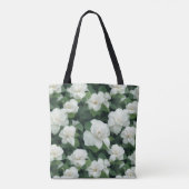 Elegante klassieke groene botanische witte bloemen tote bag (Achterkant)