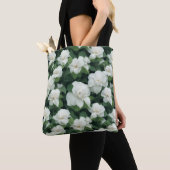 Elegante klassieke groene botanische witte bloemen tote bag (Dichtbij)