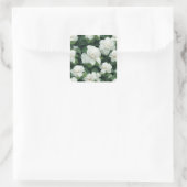 Elegante klassieke groene botanische witte bloemen vierkante sticker (Tas)