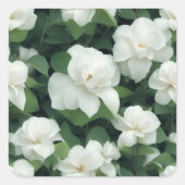 Elegante klassieke groene botanische witte bloemen vierkante sticker (Voorkant)