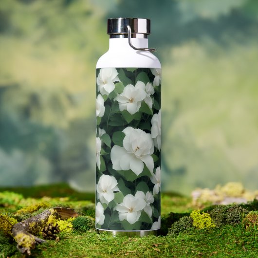 Elegante klassieke groene botanische witte bloemen waterfles (Buiten)