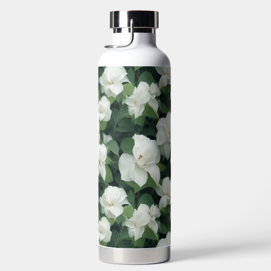 Elegante klassieke groene botanische witte bloemen waterfles (Rechts)
