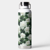 Elegante klassieke groene botanische witte bloemen waterfles (Achterkant)