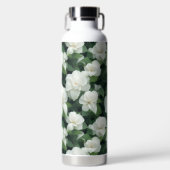 Elegante klassieke groene botanische witte bloemen waterfles (Voorkant)