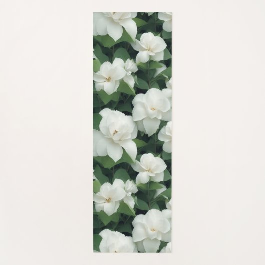Elegante klassieke groene botanische witte bloemen yogamat (Voorkant)