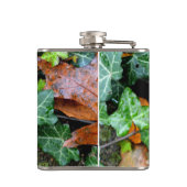 Elegante klassieke groene klimop en veldsteen heupfles (Achterkant)