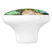 Elegante klassieke groene klimop en veldsteen keramische knop (Zijkant)