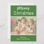 Elegante, klassieke groene Merry Christmas fotokaa Feestdagenkaart (Voorkant)
