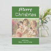 Elegante, klassieke groene Merry Christmas fotokaa Feestdagenkaart (Staand voorkant)