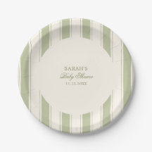Elegante Klassieke Groene Strepen Baby Shower