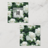 Elegante klassieke groene witte bloemblaadjes QR c Informatiekaartje (Voorkant / Achterkant)