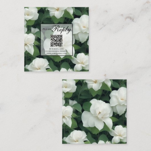 Elegante klassieke groene witte bloemblaadjes QR c Informatiekaartje (Voorkant / Achterkant)
