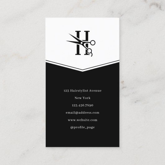 Elegante klassieke haarstylist visitekaartje (Achterkant)