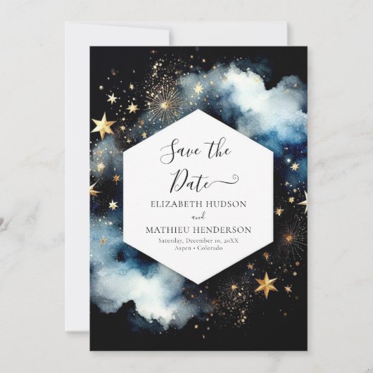 Elegante klassieke hemelse bruiloft save the date (Voorkant)