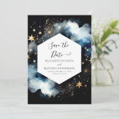 Elegante klassieke hemelse bruiloft save the date (Staand voorkant)