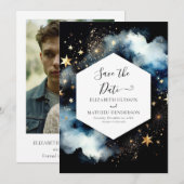 Elegante klassieke hemelse bruiloft save the date (Voorkant / Achterkant)