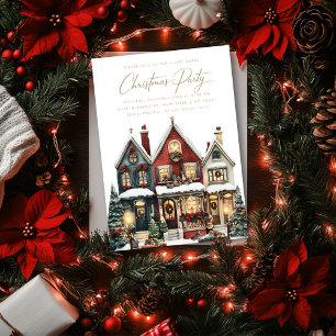 Elegante Klassieke Huizen Dorp Kerstfeest Kaart