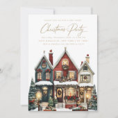 Elegante Klassieke Huizen Dorp Kerstfeest Kaart (Voorkant)
