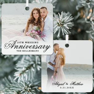 Elegante klassieke huwelijksjubileumfoto metalen ornament