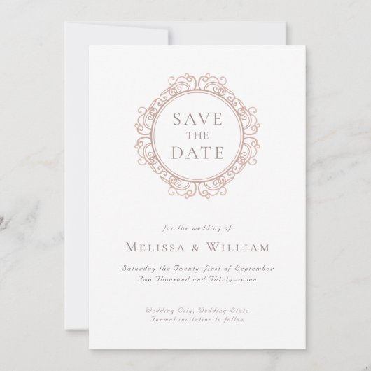 Elegante klassieke ivoor bruiloft save the date (Voorkant)